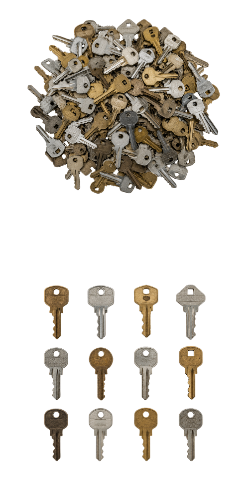 pile of unorganized keys become organized